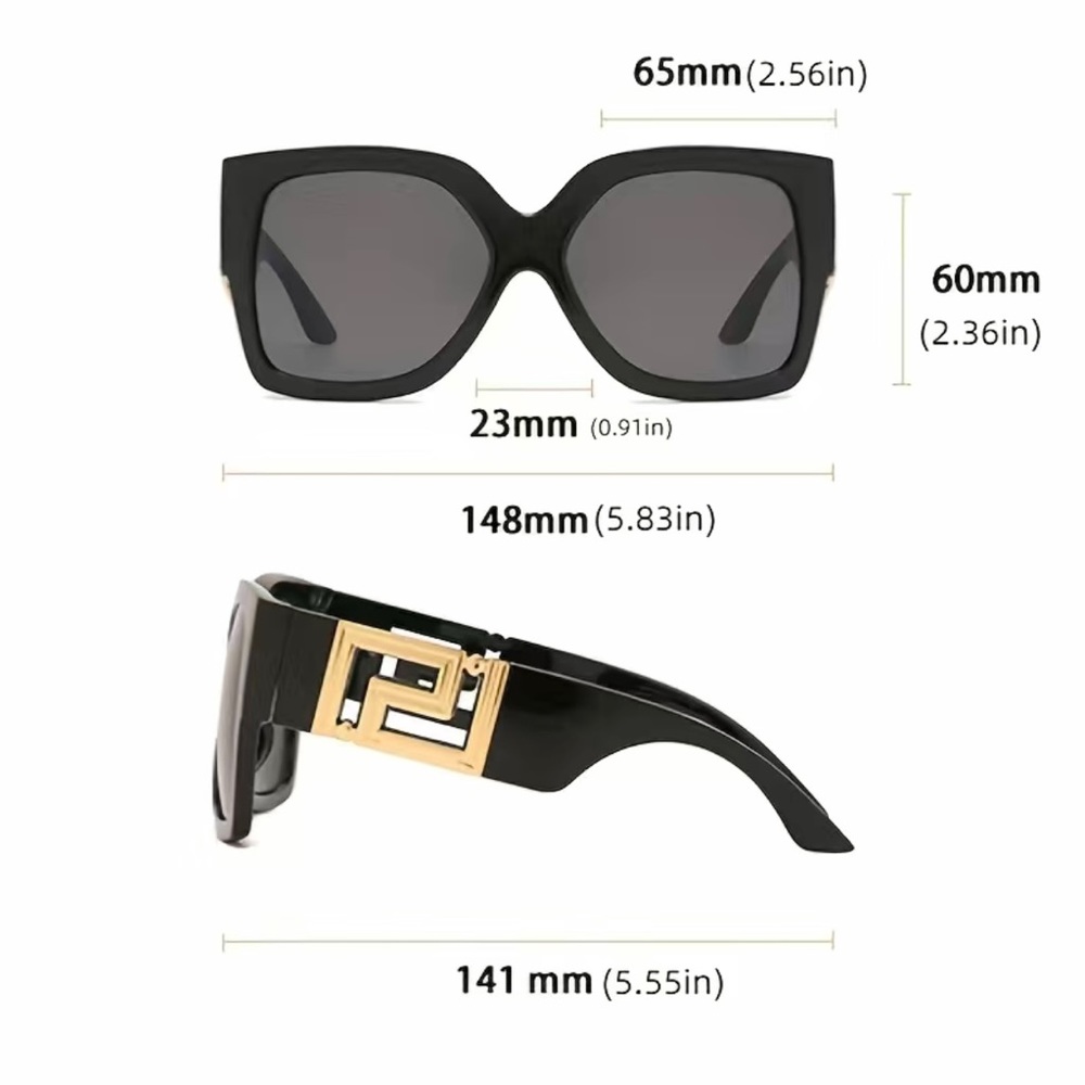 Oversized Square Sunglasses with Gold Luxe Accents - Picture 6 of 6